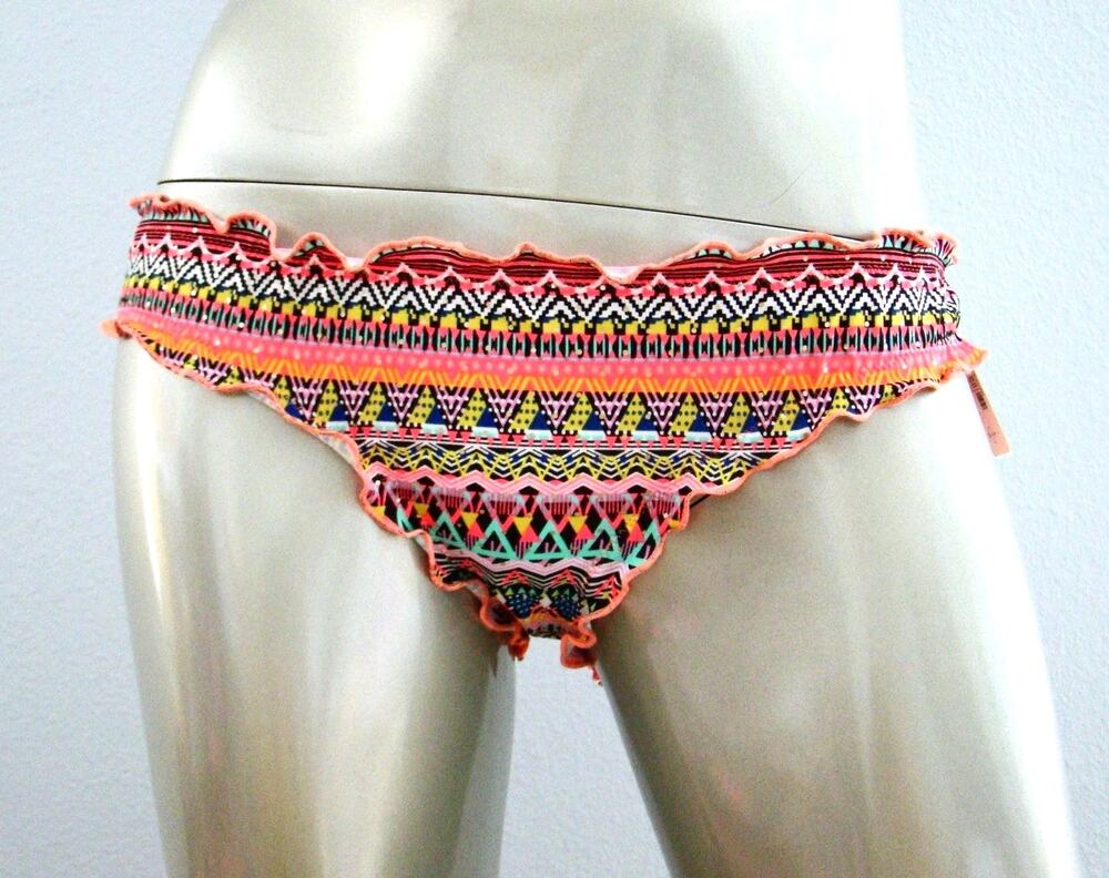 Victoria's Secret The Ruffle Cheeky Geo Zig Zag Aztec Ruched Bikini Bottom XS